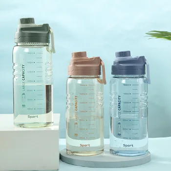 1.5 L 1.8 L 2.2 L 2.6 L spor şişeleri içme suyu şişesi saman sızdırmaz su ısıtıcısı kapaklı yürüyüş Kamp Plastik BPA ücretsiz