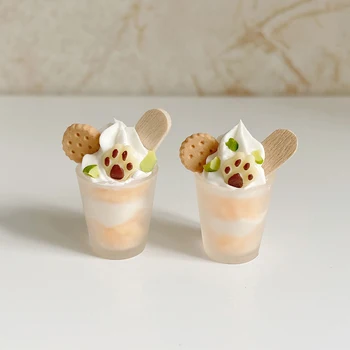 1 ADET 1/12 1/6 Evcilik Minyatür Kiraz Dondurma Fincan Dondurma dondurma Model Oyuncaklar Mutfak Gıda Dollhouse Dekorasyon Aksesuarları