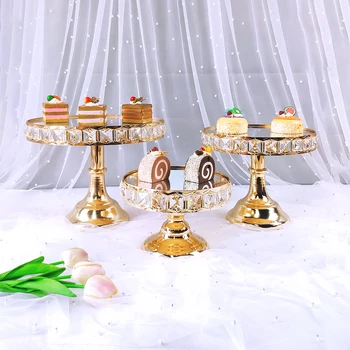 1 adet kare kristal yeni taban kek standı düğün doğum günü partisi tatlı metal cupcake bankası ekran kartı ev dekor altın akrilik m
