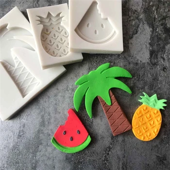 1 ADET Karpuz Hindistan Cevizi Ananas Şekilli Fondan Silikon Kalıp DIY Kek Pişirme Aracı Şeker Kek Dekorasyon Araçları L075 / L076 / L077