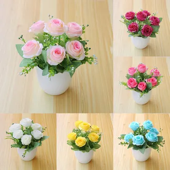 1 Adet Saksı El Yapımı yapay çiçek Bonsai Sahne Bahçe Düğün Sahte Çiçek Ofis Ev Partisi Düğün Dekor Sahne Saksı bitki