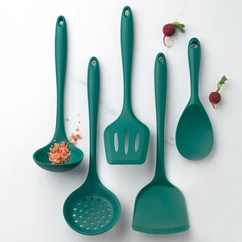 1 Adet Yeşil Isıya Dayanıklı Silikon pişirme aletleri set spatula çorba kaşığı Kepçe Makarna Kevgir yapışmaz Tencere mutfak gereçleri