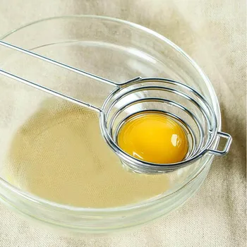 1 Adet Yumurta Beyaz Ayırıcı Spiral Paslanmaz Çelik Yumurta Beyaz Ayırıcı Yumurta Sarısı Çıkarıcı Bölücü Uzun Saplı Mutfak Aracı