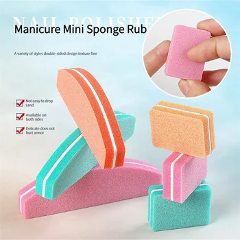 10 Adet / takım Mini tırnak törpüsü Blokları Renkli Sünger Oje Zımpara Tampon Şeritleri Tırnak Parlatma Manikür Araçları