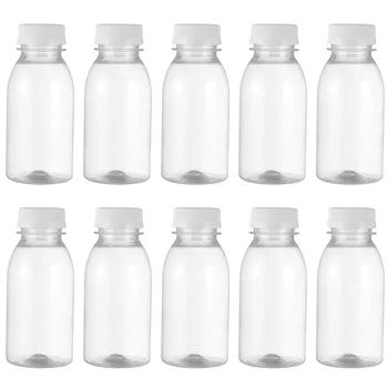 10 Adet Şeffaf 350ML 250 ML Plastik Süt Depolama Şişeleri İçecek İçme Şişeleri Şeffaf Süt Suyu meyve suyu şişesi Açık