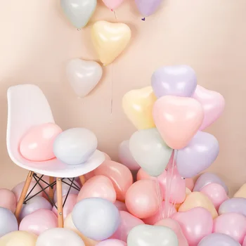 100 adet 10 inç Macaron Balon Kalp Balonlar Aşk Romantik Ağ Kırmızı Düğün Odası Dekorasyon Doğum Günü Partisi Sahne Düzenleme