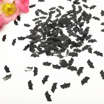 1000 adet/grup 4*8mm Siyah Cadılar Bayramı Yarasa Sequins PVC Tüm Azizler Günü Paskalya Tırnak Sanat DIY Aksesuar