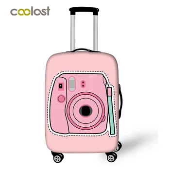18-28 İnç Sevimli Pembe Kamera bavul kılıfı Kadınlar Seyahat Bagaj Bavul Koruyucu Kızlar Arabası Dayanıklı Koruyucu Kapak