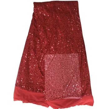19 renkler (5 yards / pc) kırmızı Afrika payetler dantel Yumuşak streç Fransız net dantel kumaş yüksek kalite için bling bling elbise FJY232
