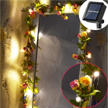 2 M/5 M/10 M Gül çiçek askılığı LED Noel Çelenk Açık Güneş Gül Dize ışıkları sevgililer Günü Düğün Bahçe Dekor
