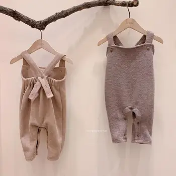 2020 Sonbahar Yenidoğan Bebek Kız Erkek Giysileri Bebek Romper Kolsuz Katı Tulum Çapraz Geri Sapanlar Tulum Rahat Kıyafetler