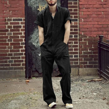 2020 Yeni Erkek Kargo Tulum Pijama Punk Tarzı Hip-Hop Cepler Pantolon Gevşek Katı Tulum Erkek Tulum Streetwear
