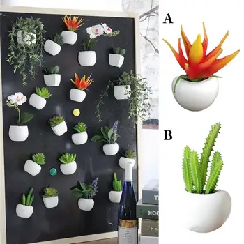 2021 3D yapay çiçek Mıknatıs Etli Bitki Buzdolabı Sticker asılı bitki Vazo Saksı Dekorları buzdolabı mıknatısı