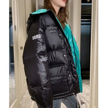 2021 Kış Yeni kapitone ceket Kadın Kapşonlu Aşağı pamuklu ceket Kısa Ceket Öğrenci Gevşek Kalınlaşmak Sıcak Üst Rahat Giyim Kadın