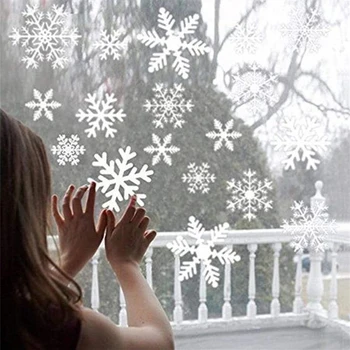 27 adet / takım Beyaz Noel Kış Kar Tanesi Duvar Kış Kar Gevreği Vinil Sanat çıkartma Pencere Çıkartmaları Yılbaşı Hediyeleri
