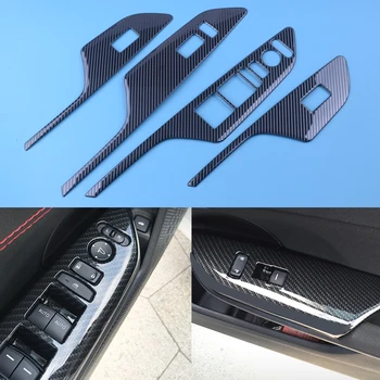 4 adet Karbon Fiber Tarzı Kapı Pencere Asansör Anahtarı Paneli Kapak Trim Sticker Paslanmaz Çelik Fit Honda Civic 2016 İçin 2017 2018 LHD