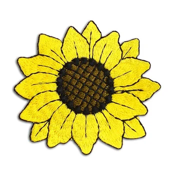 5 Adet Ayçiçeği Çiçek Seti Demir Nakış Yamaları Giyim Sırt Çantası Çizgili Giysi Çocuklar Karikatür Aplikler Sticker DIY