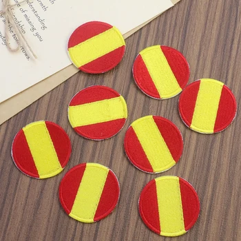 5 ADET Yuvarlak İspanya Bayrağı Nakış Demir on Yamalar Giysi Askeri Sırt Çantası Rozeti Şerit Sticker DIY Aplike Konfeksiyon Aksesuarları