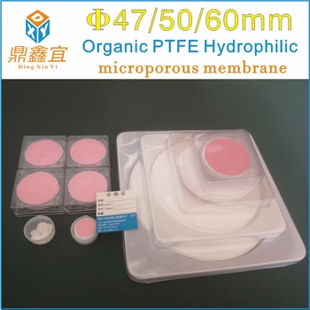 50 Adet / grup Organik PTFE Hidrofilik 47mm / 50mm / 60mm PTFE Mikro Gözenekli Membran Çoklu Diyafram İsteğe Bağlı 0.1/0.22/0.45/1/5 Um