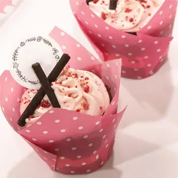 50 Adet Kek Kupası Nokta Desen yapışkan Olmayan Pişirme Araçları Lale Şekli Renkli Cupcake Liner Muffin için
