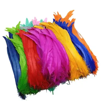 50 adet Renkli Horoz Kuyruk Tüyleri DIY Sülün Plumas Decorativas Düğün Parti Elbise Saçaklar Elbise İğne Aksesuarları