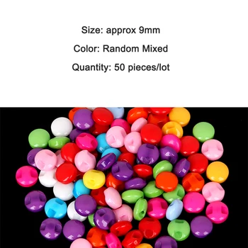 9mm 50 adet Dekoratif Düğme Çocuklar İçin Scrapbooking Aksesuarları Dikiş Rastgele Renkler Yuvarlak Plastik Saplı Düğmeler Giysi Zanaat