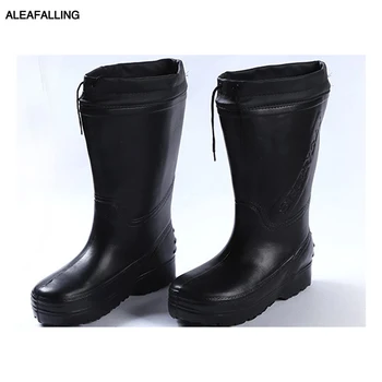 Aleafalling Atölye yağmur çizmeleri Kalınlaşmak Sıcak Su Geçirmez Emek Slip-on Kauçuk erkek ayakkabısı Rahat Orta buzağı Marture PVC Çizmeler M79