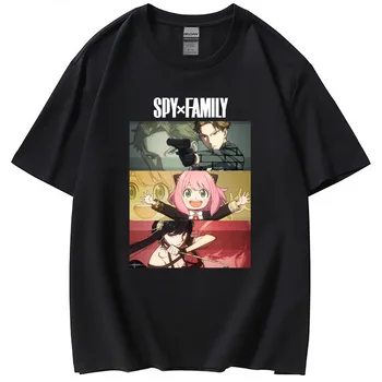 Anime CASUS X AİLE Anya Erkekler kısa Kollu pamuklu tişört Rahat Harajuku Moda Unisex Streetwear Giyim Pamuk Tee Üst