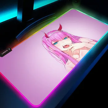 Anime Kız Sıfır İki RGB Mouse Pad Sevgilim Franxx İçinde LED Gloway Dizüstü Bilgisayarlar Oyun Mousepad Masaüstü Pad Arkadan Aydınlatmalı sümen