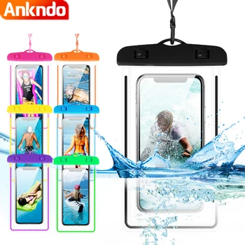 ANKNDO Aydınlık Su Geçirmez kılıf telefon için su kuru çanta iphone 12 11 poco x3 pro f3 m3 Evrensel Kamera Şeffaf kapak