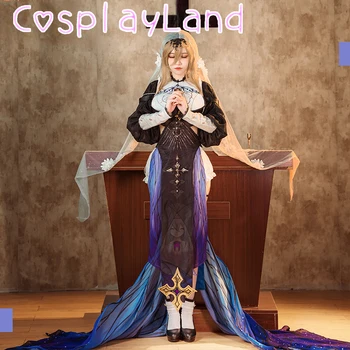 Aponia Cosplay Kostüm Oyunu Honkai Darbe 3 Aponia Elbise Cadılar Bayramı Rahibe Üniforma Cosplay Peruk Kadın Takım Elbise Rol Oynamak Kıyafetler Elbise