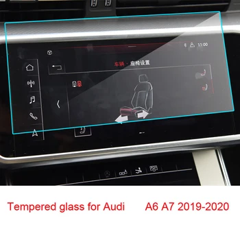 Araba Navigasyon Temperli Cam Ekran koruyucu film Sticker Radyo GPS LCD Guard İçin Audi A6 A7 2019 2020