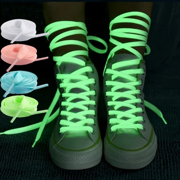 Aydınlık Ayakkabı Bağcığı Sneakers Tuval Düz spor ayakkabı Bağcıkları Karanlık Gece Renkli Floresan Ayakkabı Bağı 120cm Uzunluk