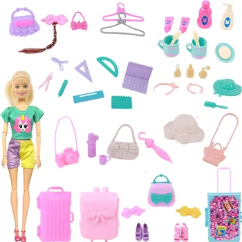 Barbie Giysi Çanta Ofis Araçları Tuvalet Aksesuarları Moda Barbie Bebek Mobilya çocuk Oyuncakları Nesil Hediye