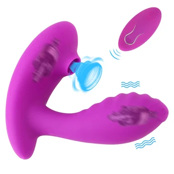 Bayanlara seks Oyuncakları Vajina Emme Vibratör 2 in1 Uzaktan Kumanda 10 Hız Klitoris Vajina G noktası Stimülasyon Meme Enayi