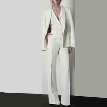 Beyaz Tulum Düğün Pantolon Moda Kadın Takım Elbise Kadın İş Elbiseleri El Yapımı Kadınlar Bayanlar Custom Made 2022