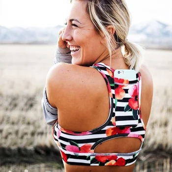 Bulut Gizlemek telefon cebi spor kadın sutyeni Spor Çiçek Yoga Tankı Kırpma Üst Spor Egzersiz XS-XL İç Çamaşırı Koşu Gömlek Artı Boyutu