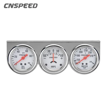 CNSPEED Oto Araba Yağ Basınçlı Su Sıcaklığı Amp Metre Ölçer Sensörü İle üçlü gösterge seti Mekanik Krom Panel Yağ Basın YC101323