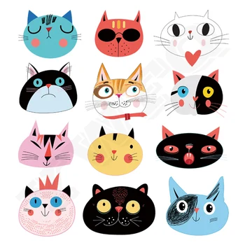 Colıfe Sevimli Kedi Demir On Yamalar T-shirt Elbiseler Kot DIY Aksesuar Dekorasyon A-level Yıkanabilir Çıkartmalar Yeni Yıl hediye
