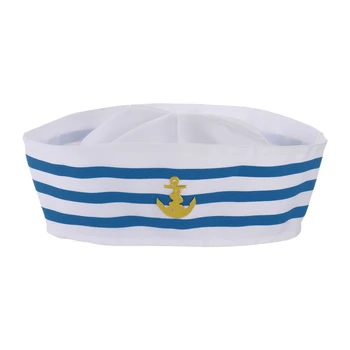 Denizci Şapka Donanma Yat Kaptan Şapka Mavi Beyaz Yelken Şapka Karnaval Parti Kaptan Polis Kap Cosplay Festivali Kostüm Aksesuarları