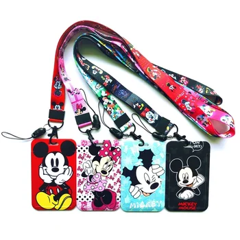 Disney Mickey Minnie Mouse Kız Sürgülü Kordon KİMLİK Kartı Sahipleri Rozeti Sahipleri Sert Plastik Kart Kollu İşçi İçin