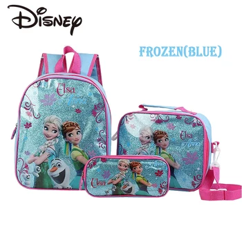 Disney Yeni Büyük kapasiteli 3 parçalı Set çocuk Kız Karikatür Prenses Elsa Okul Çantası Sevimli Çocuk Sırt Çantası çocuk Okul Çantası