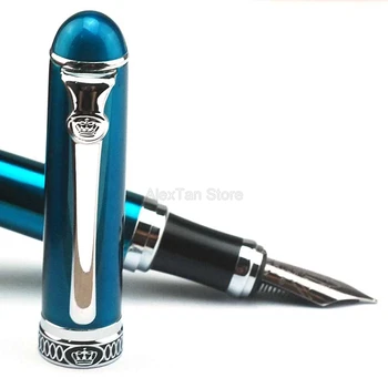 Duke D2 Yazma Gadget Mavi dolma kalem Gelişmiş Hediye Kalem Mürekkep Kartuşu ile Gümüş Klip İş Ofis ve ev gereçleri