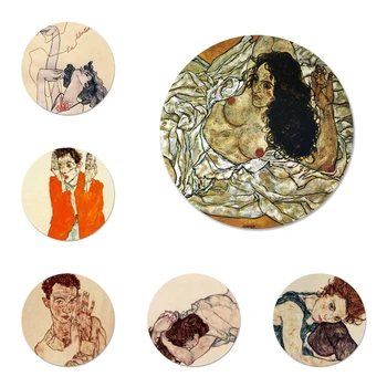 Egon Schiele Rozeti Broş Pin giysi aksesuarları Sırt Çantası Dekorasyon hediye