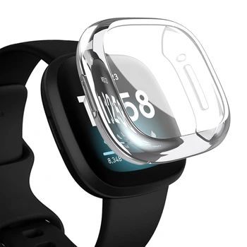Ekran Koruyucu ve Yumuşak TPU Kılıf Fitbit Versa İçin 3 / Sense akıllı saat Genel Koruyucu Tampon Kapak Aksesuarları