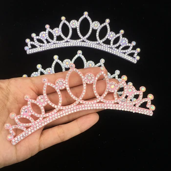 Elmas Prenses Rhinestone Taç Aplike Zanaat Düğün Giyim Dekor Yama DIY Şapkalar saç tokası Aksesuarları