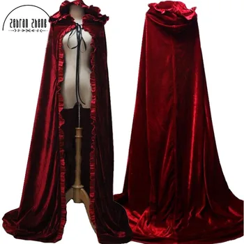 En Yeni Kırmızı Pelerin Hood Uzun Yetişkin Kış İçin Kırmızı Pelerin Prenses Prenses Cosplay Pelerin Halloween