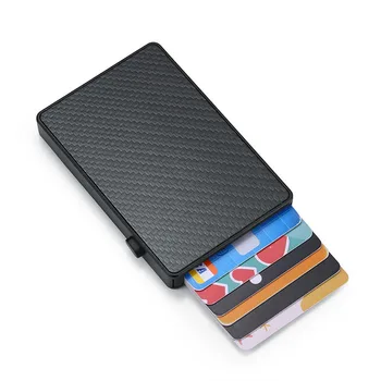 Erkek Cüzdan İnce RFID Engelleme Pop-up Cüzdan Düğmesi Anti-hırsızlık kart tutucu Durumda Alüminyum Tek Kart Sahibi Kutusu akıllı cüzdan