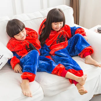 Erkek Kız Pijama Çocuk Yeni Unisex Pijama Örümcek Dikiş Çocuk Karikatür Hayvan Cosplay Pijama Onesie Pijama Hoodie
