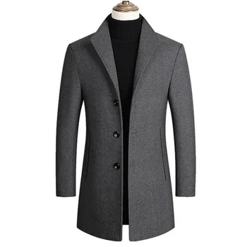 Erkek Yün Karışımları Palto Siper Bezelye Ceket 2022 Bahar Kış Yeni Düz Renk Yüksek Kaliteli erkek Yün Ceket Lüks Marka giyim
